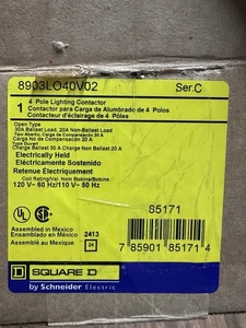 NEW Square D 8903LG40V02 4 Pole 30A 110/120VAC Type L Lighting Contactor - Picture 1 of 5