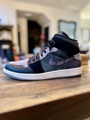 Nike Air Jordan 1 Mid Craft Inside Out Negro Chacoal Oscuro Gris Vela Foto 1 de 4