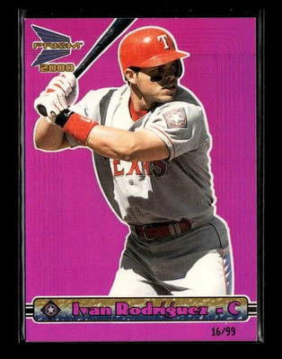 Ivan Rodriguez 2000 Pacific Prism Purple #144 #/99 (Corner ding) - Image 1 of 2