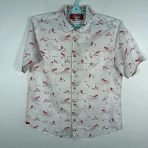 Carbon2Cobalt Shirt Mens Large White Orange Linen Blend Button Up Beach Sails - Picture 1 of 7