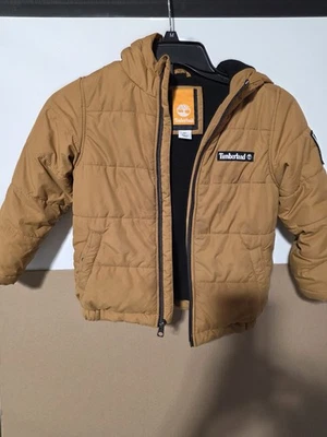 Chicos Timberland Marrón Cremallera Puffer Chaqueta Invierno Talla 4 Foto 1 de 4