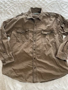 Orvis Men's Epaulet Utility Bush Shirt Long Slv Brown Safari Cargo XL - Picture 1 of 11