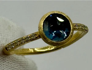 Marco Bicego Ring 18 Karat Gold, Blautopas & Diamant, Jaipur, Größe 7, 2,5 g. - Bild 1 von 8