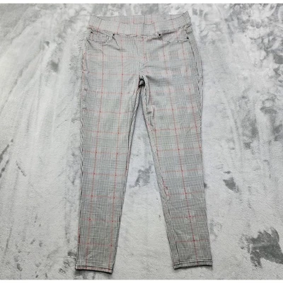 Pantalones Seven7 para mujer L negro blanco rojo a cuadros ponte elástico bolsillos sintéticos Foto 1 de 4