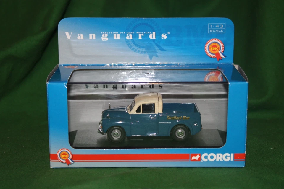 CORGI VANGUARDS MORRIS MINOR 1000 PICK UP STRATFORD BLUE LIVERY 1/43 #VA08302 - Image 1 of 1