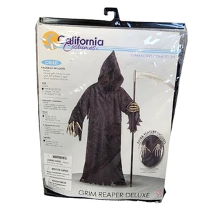Grim Reaper Costume Child 8 - 10 Medium Scary Halloween Includes Bone Gloves - Picture 1 of 9