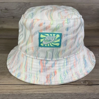 Nike Bucket Hat Adult Large White Neon Retro Colorful Beach Boat Yacht Sun Apex - Image 1 of 4