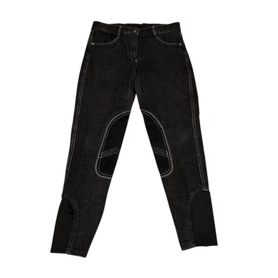 Pantalones de montar Ovation para mujer negros de mezclilla con parche en la rodilla talla 28 Foto 1 de 4