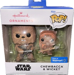 Funko Pop! Hallmark Star Wars Chewbacca & Wicket Christmas Tree Ornaments - Picture 1 of 2