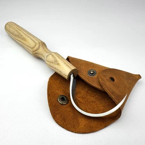 Cuchillo de gancho largo - Forjado a mano acero 52100, mango de ceniza, funda, para trabajo de cuchara - Imagen 1 de 14
