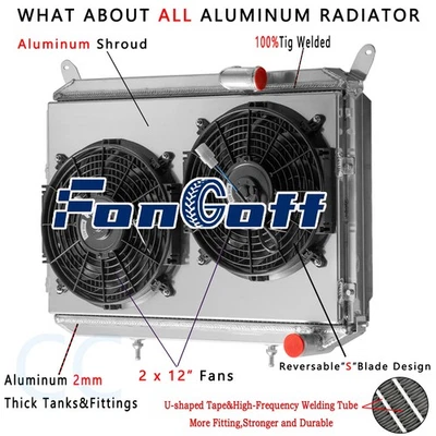 For 1984-88 Nissan 300ZX Z31 VG30 CC762 3.0L 3 Row Aluminum Radiator Shroud+Fan - Image 1 of 4