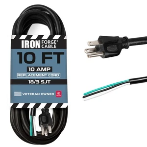 18 Stärke Netzkabel Ersatz - 10 Fuß, 10 Amp schwarz Schwerlast, 18/3 SJT 3 Pr... - Bild 1 von 7