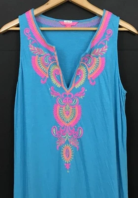 Lilly Pulitzer Nolia Cover-Up Turquoise Oasis Embroidered Maxi Dress Size M - Image 1 of 4