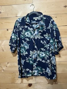 Tommy Bahama Men's Short Sleeve Collar Button-Up Blue Floral Shirt Silk, Size XL - Picture 1 of 8