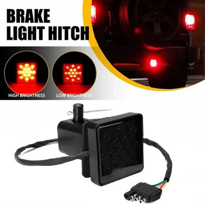 Lente de humo 15-LED luz de freno remolque enganche cubierta apta para remolque y transporte tamaño de 2" Foto 1 de 4