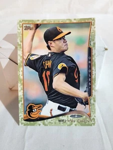 2014 Topps Baseballkarte Wei-Yin Chen Baltimore Orioles kurzer Druck Tarnmuster #24/99  - Bild 1 von 12