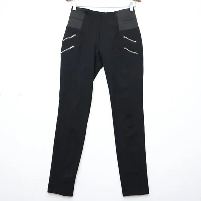 Leggings Shinestar Negros Moto Talla Mediana Elásticos Negros Bolsillos con Cremallera Góticos Foto 1 de 4