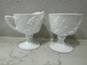 Pair of Vintage 4" Indiana Glass Colony White Milk Glass Harvest Candle Holders - Picture 1 of 6