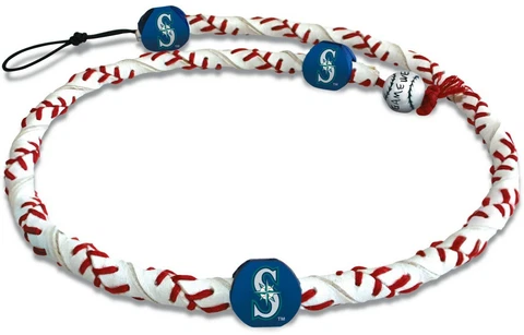 Seattle Mariners Classic Frozen Rope Baseball Necklace [NEW] MLB Jewelry Leather Cover