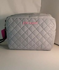 Betsey Johnson Grey wristlet multi pockets Makeup Bag Cosmetic Travel NEW