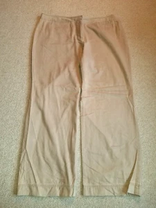 Womens Pants-J. JILL-beige 100% brushed cotton wide leg flat front-20 - Picture 1 of 4