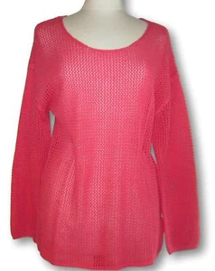 bonprix  Sommer Pullover  Gr 42 44  L  koralle rot  Lochmuster  Baumwolle  neu - Bild 1 von 2