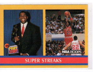 MICHAEL JORDAN W/MAGIC JOHNSON 1990-91 HOOPS #385  (ID N730)