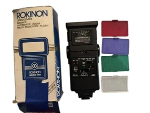 Vintage Rokinon Quick 3000MD Bounce Automatic Zoom Multi-Dedicated Flash W/ Lens - Picture 1 of 5