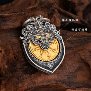 Tibetischer Berg Geist Anhänger Ethno Nische Retro Pendant S925 Paar Amulett - Bild 1 von 11