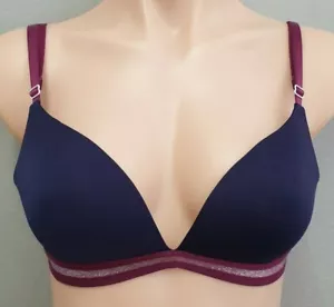 BNWT Ladies Sz 34B JT One Navy Shimmer Stripe Non Wire Lounge Bra RRP $29.95 - Picture 1 of 3