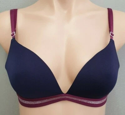 BNWT Ladies Sz 36C JT One Navy Shimmer Stripe Non Wire Lounge Bra RRP $29.95 - Image 1 of 3