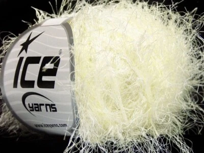 Techno Bulky Lettuce 55736 Ice Yarns YellowGreen White Long Eyelash Yarn 50g 60y - Image 1 of 4