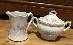 Set zuccheriera e crema vintage Johann Haviland Cina bavarese ghirlanda blu Germania e - Foto 1 di 9