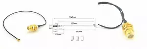 U.FL Mini PCI to Reverse Polarity SMA Pigtail Antenna WiFi Cable Pack of 2 - Picture 1 of 5