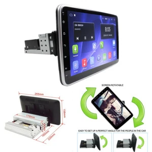 1 din Rotation Android Car Radio player GPS Navigation Multimedia 10.1in Display - Picture 1 of 10