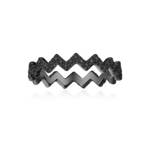 18k black rhodium plated use Swarovski cz crystal zig zag ring party mix-match - Picture 1 of 3