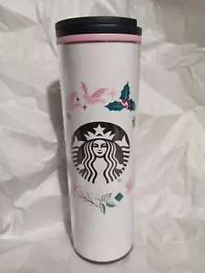 Starbucks Weihnachten 2018 Kranz rosa weiß Reisebecher Becher Acryl 16 Unzen Taube - Bild 1 von 4