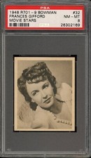 1948 R701-9 Bowman Movie Stars #32 Frances Gifford PSA 8