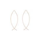 Curved Wire Threader Earrings Real 14K Rose Gold