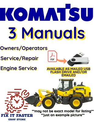 KOMATSU WA200-7 CARGADOR DE RUEDAS SERVICIO MOTOR REPARACIÓN MANUALES DEL PROPIETARIO PDFS EN USB Foto 1 de 4