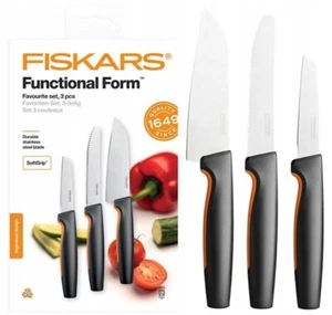 JUEGO DE CUCHILLOS FISKARS, 3 CUCHILLOS DE COCINA, CUCHILLOS, ACERO INOXIDABLE JAPONÉS, JUEGO DE CUCHILLOS - Imagen 1 de 8