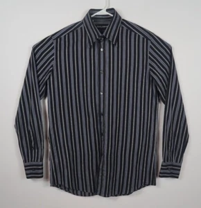 Dolce & Gabbana Mens Cotton Black Blue White stripes Sz 16 1/2 42 Made n Italy - Picture 1 of 7