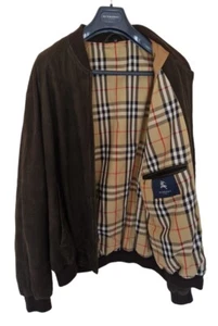 Mens chocolate brown BURBERRY suede bomber jacket/coat size 42 XL RRP £1,990 - Picture 1 of 21