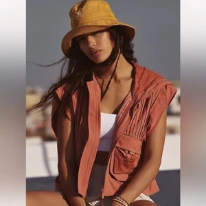 Free People FP Movement Pleaty Please Vest Hooded Size Small Mesh Sequoia - Picture 1 of 5