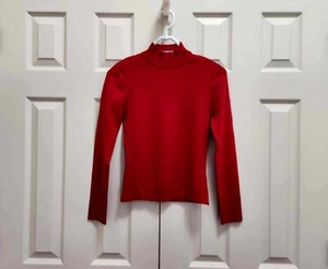 Women's Scott Taylor Fitted Stretch Long Sleeve Cherry Red Turtleneck Sweater S - Picture 1 of 4