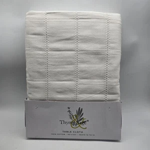 Thyme & Sage 60” X 120” Ivory 100% Cotton Tablecloth European - Picture 1 of 6