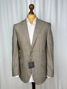 NWT CORNELIANI Beige-Gray Plaid Wool&Silk Blend Sport Coat 40US\50IT - Reg. - Picture 1 of 11