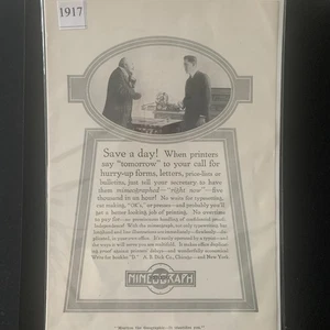 Mineógrafo vintage 1917 ¡Ahorra un día! Anuncio publicitario - Imagen 1 de 2