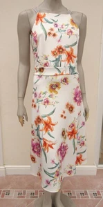 Dress size 18 - Boohoo - Cream & Multicolour Floral Flared Strappy Pull On Fit - Picture 1 of 7