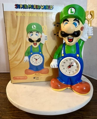 VERY RARE 1993 Super Mario World Nintendo Musical Ceramic Clock Luigi. NIB. - Image 1 of 4